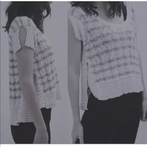 Free People Knit Top Stripe Rib Sweater Tee - Picture 7 of 8